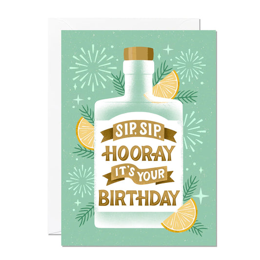 'Sip Sip Hooray' Birthday Greetings Card